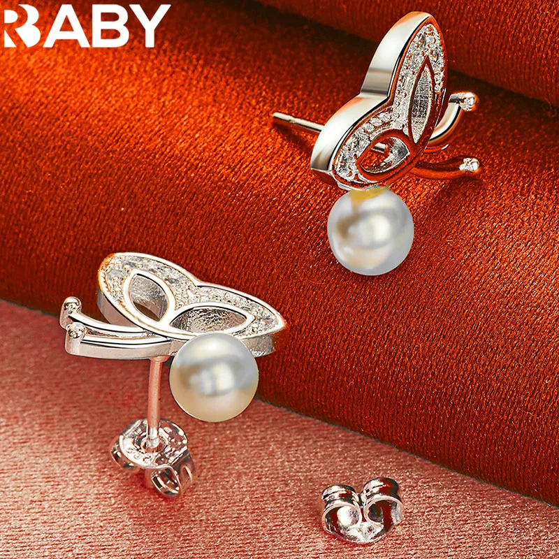 URBABY 925 Sterling Silver Butterfly Pearl Stud Earrings For Women Wedding Engagement Party Fashion Charms Jewelry Accessories
URBABY 925 Sterling Silver Butterfly Pearl Stud Earrings For Women Wedding Engagement Party Fashion Charms Jewelry Accessories
