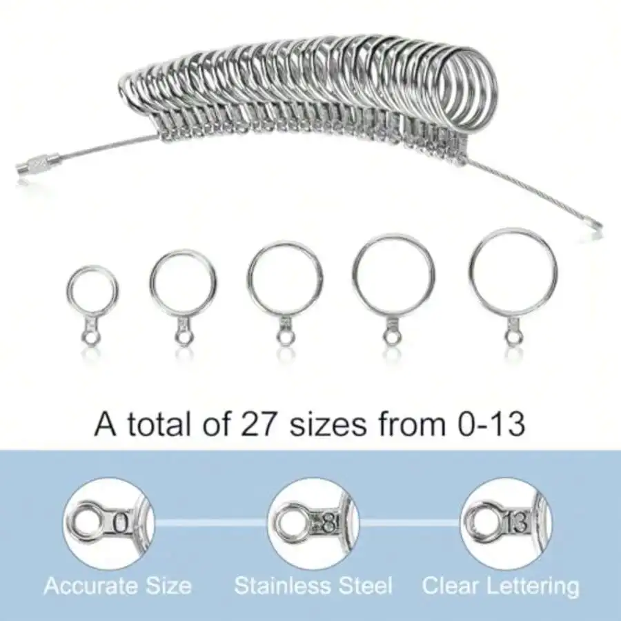 Ring Sizer Measuring Tool Kit 27 PCS Stainless Steel US Size 0-13 With Magnifying Glass
Ring Sizer Measuring Tool Kit 27 PCS Stainless Steel US Size 0-13 With Magnifying Glass