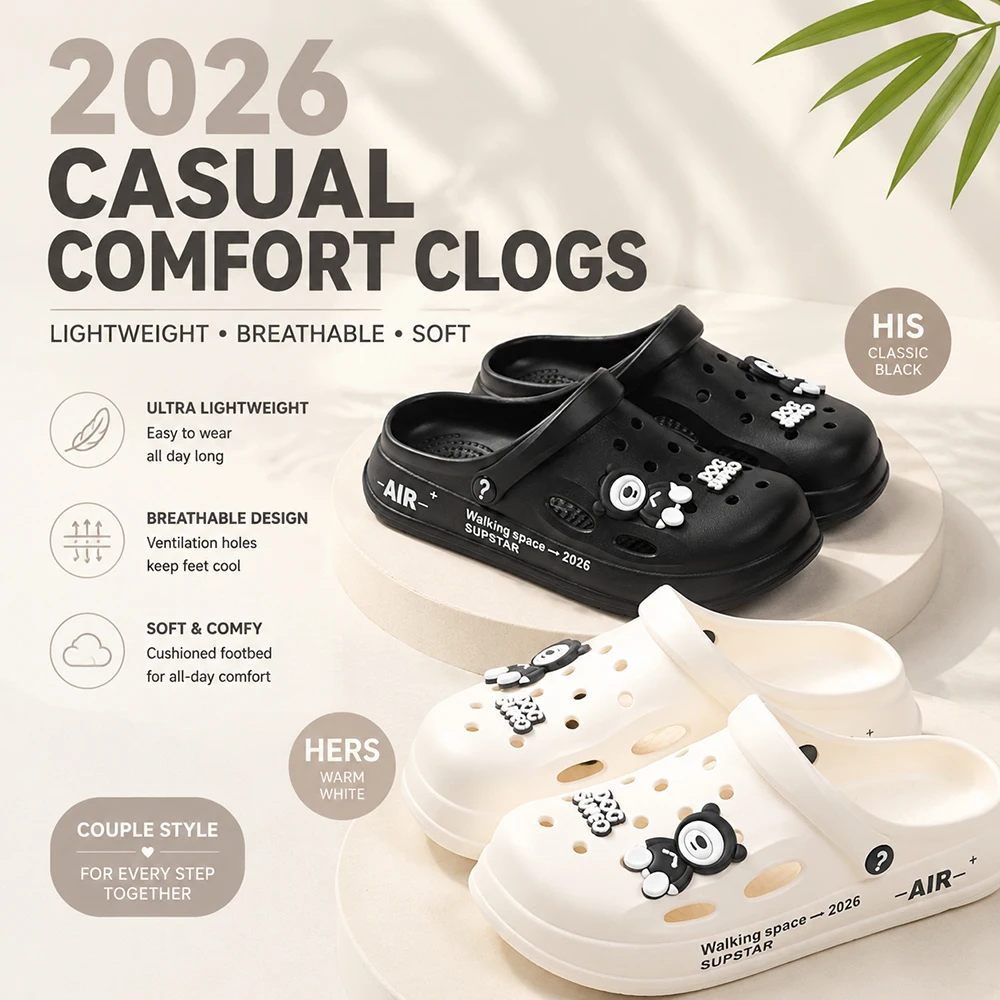 2026 Summer Men Casual Comfort Clogs Shoes Lightweight Breathable Beach Slippers Soft Anti Slip Outdoor Hiking Garden Sandals
2026 Summer Men Casual Comfort Clogs Shoes Lightweight Breathable Beach Slippers Soft Anti Slip Outdoor Hiking Garden Sandals