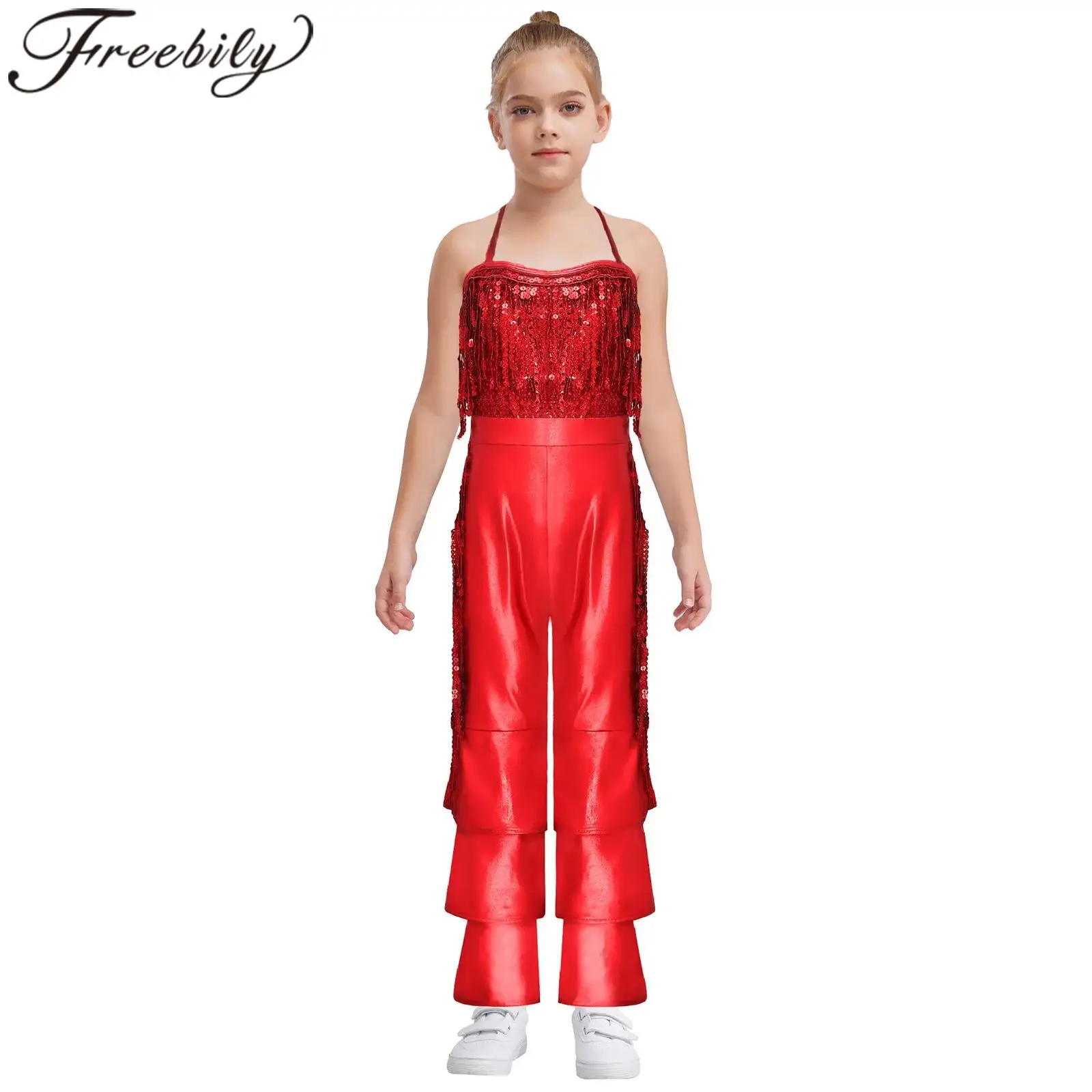 Наряды для дискотеки на Хэллоуин для девочек, нарядное платье, костюм певицы, боди с лямкой на шее, расклешенный комбинезон без рукавов с блестками и кисточками
Наряды для дискотеки на Хэллоуин для девочек, нарядное платье, костюм певицы, боди с лямкой на шее, расклешенный комбинезон без рукавов с блестками и кисточками