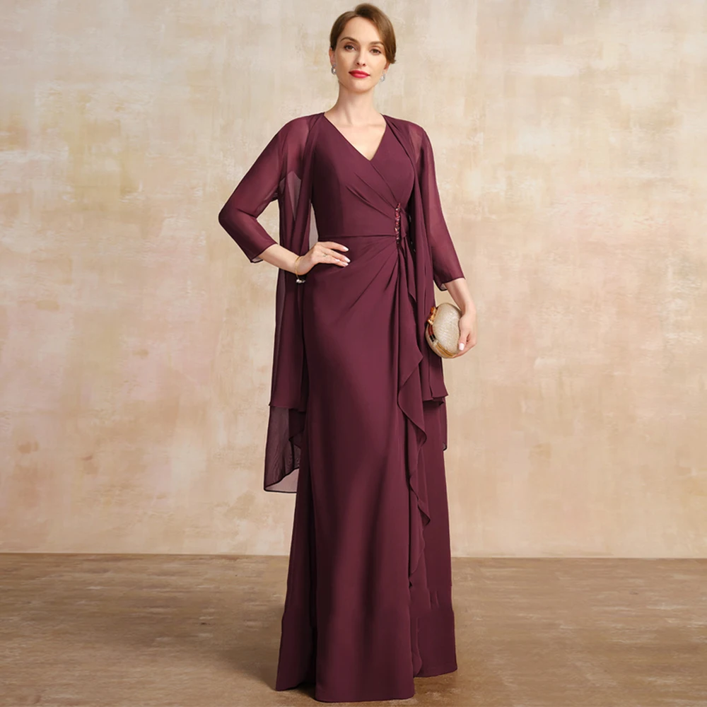 Burgundy Straples Mother of Bride Dresses Chiffon Full Sleeve Wedding Party Dresses for Women 2025 Zipper Back Robe De Soirée
Burgundy Straples Mother of Bride Dresses Chiffon Full Sleeve Wedding Party Dresses for Women 2025 Zipper Back Robe De Soirée