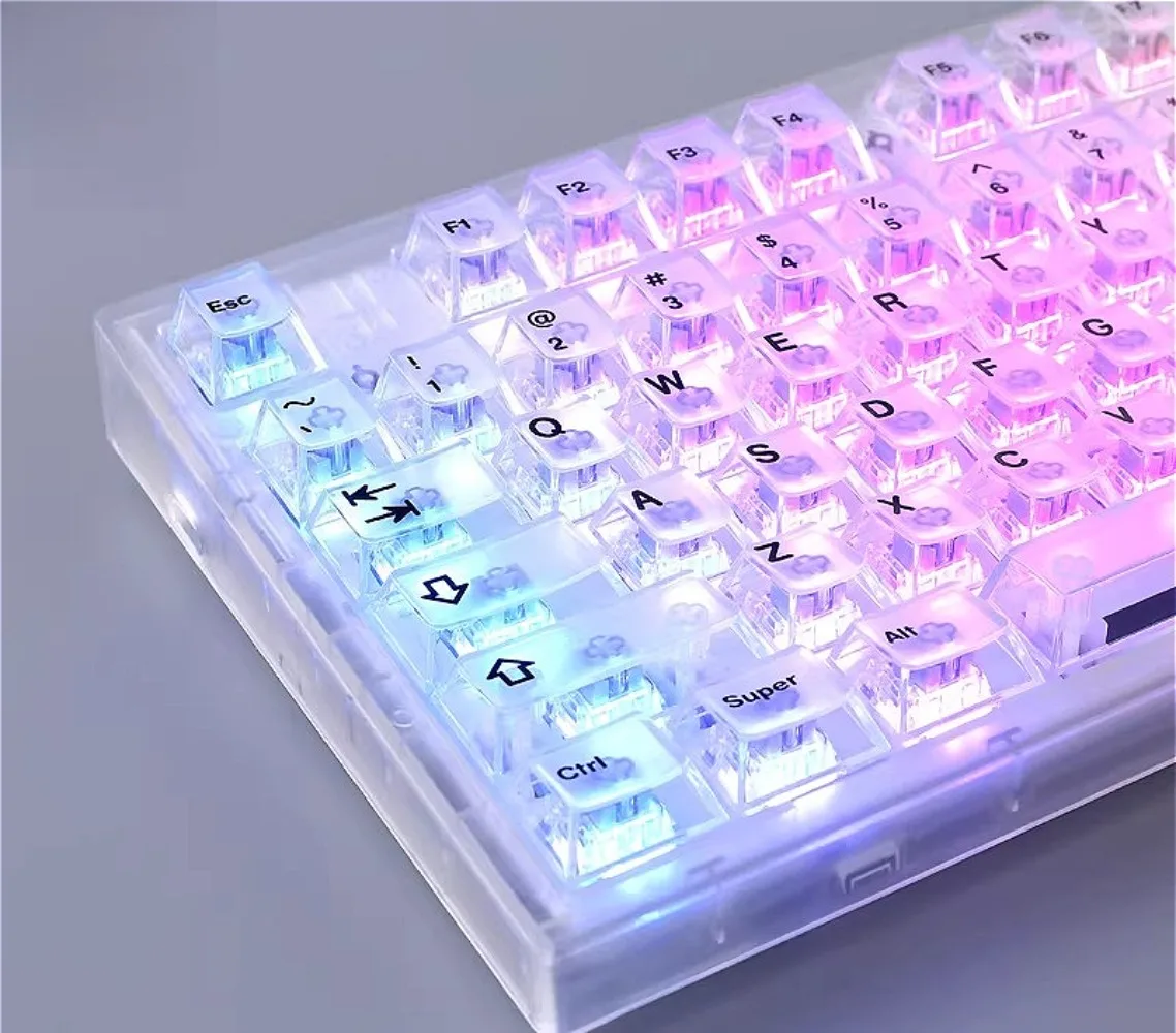 Custom Crystal Clear Keycap Set - Translucent Ice White Fog Black for 61/68/87/104 Key Mechanical Keyboard
Custom Crystal Clear Keycap Set - Translucent Ice White Fog Black for 61/68/87/104 Key Mechanical Keyboard