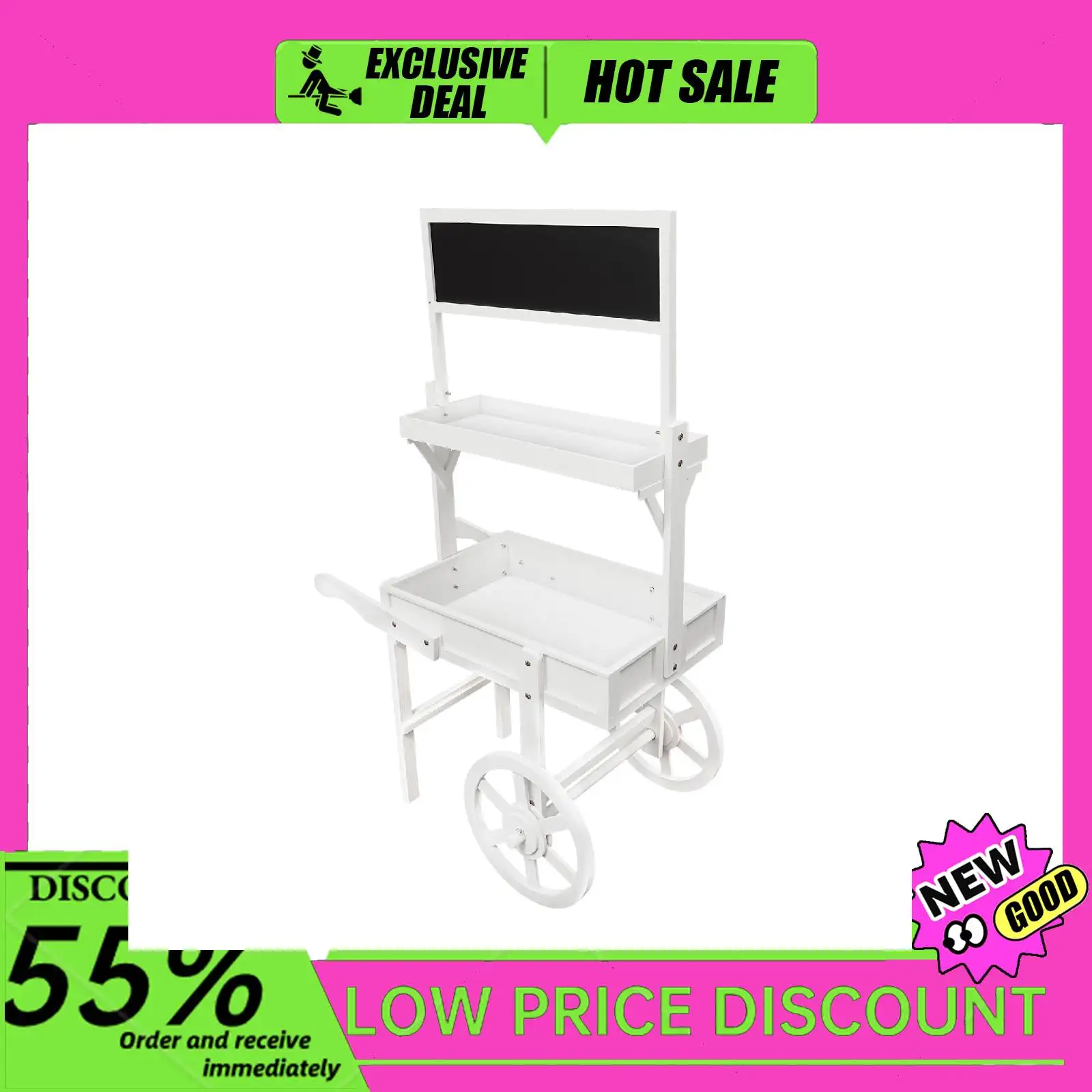 2-Tier White/Blue Flower Stand with Blackboard Flower Pot Display Rack Mobile Blackboard Flower Stand for Balcony/Flower Shop
2-Tier White/Blue Flower Stand with Blackboard Flower Pot Display Rack Mobile Blackboard Flower Stand for Balcony/Flower Shop