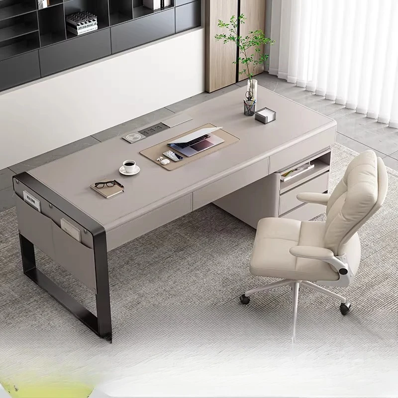 Modern light luxury saddle leather desk, high-end home study
Modern light luxury saddle leather desk, high-end home study