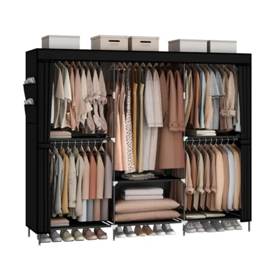 83" Closet Wardrobe, Portable Closet for Bedroom, Freestanding Clothes Rack with Non-Woven Fabric Cover, 5 Hanging Rods, 6 Stor
83" Closet Wardrobe, Portable Closet for Bedroom, Freestanding Clothes Rack with Non-Woven Fabric Cover, 5 Hanging Rods, 6 Stor