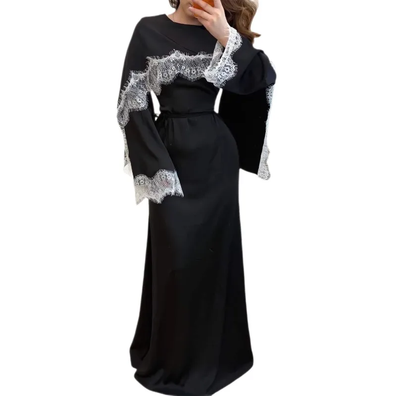 Muslim Abaya Women Lace Sleeve Elegant Fake 2 Piece Set Dress Abaya Dubai Modest Dresses Morocco Kaftan EID Summer Long Robe
Muslim Abaya Women Lace Sleeve Elegant Fake 2 Piece Set Dress Abaya Dubai Modest Dresses Morocco Kaftan EID Summer Long Robe