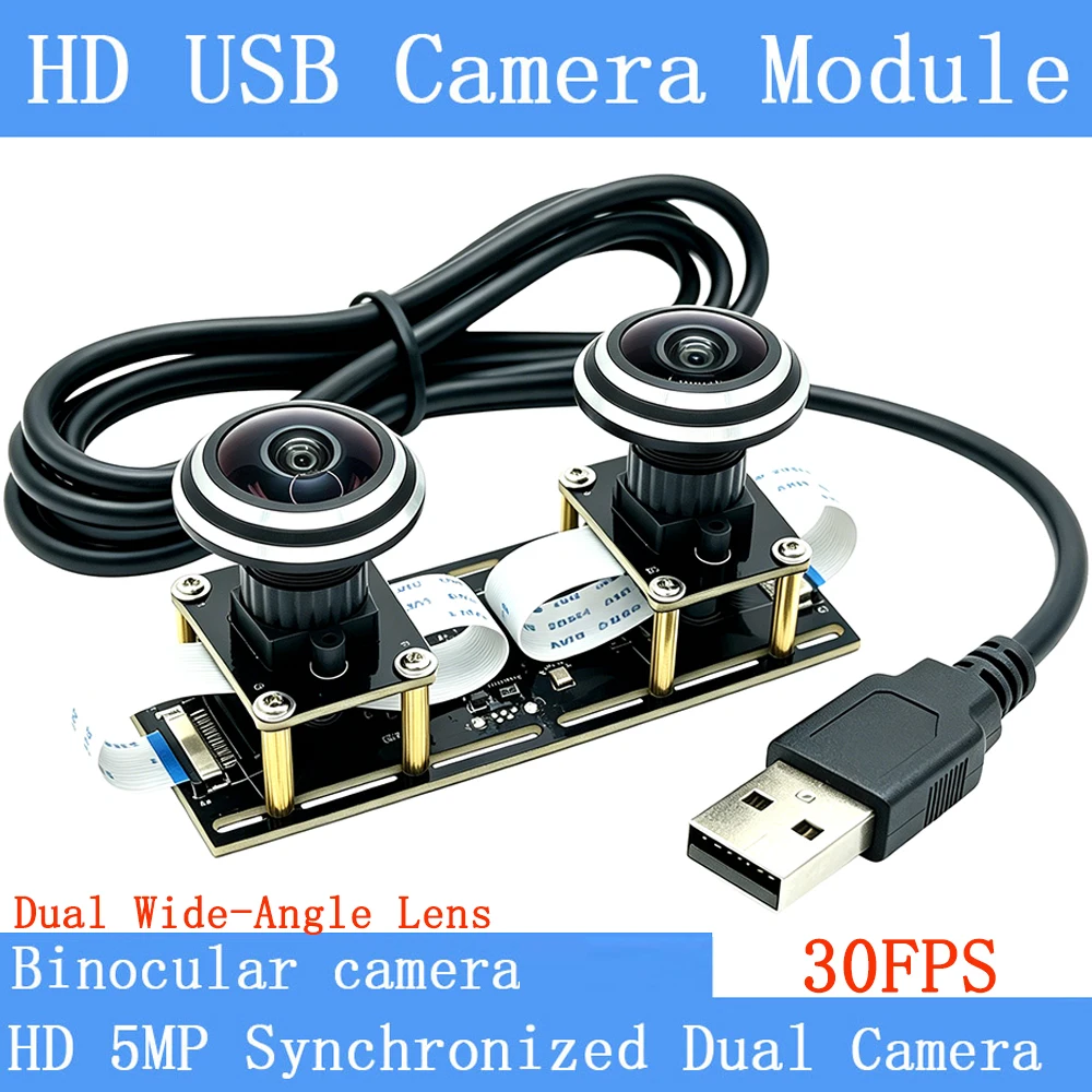 Full HD 1080P Fisheye Wide-angle Flexible Synchronization Stereo Webcam Dual Lens 5MP 30FPS USB Camera Module 3D VR Video
Full HD 1080P Fisheye Wide-angle Flexible Synchronization Stereo Webcam Dual Lens 5MP 30FPS USB Camera Module 3D VR Video