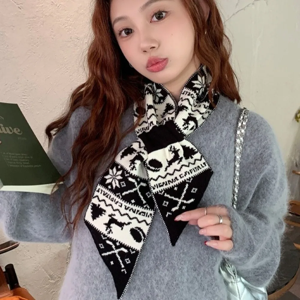 Simple Deer Winter Knitted Scarves Jacquard Bow Tie Women Scarf Windproof Crochet Woolen Neckerchiefs Female 
Simple Deer Winter Knitted Scarves Jacquard Bow Tie Women Scarf Windproof Crochet Woolen Neckerchiefs Female