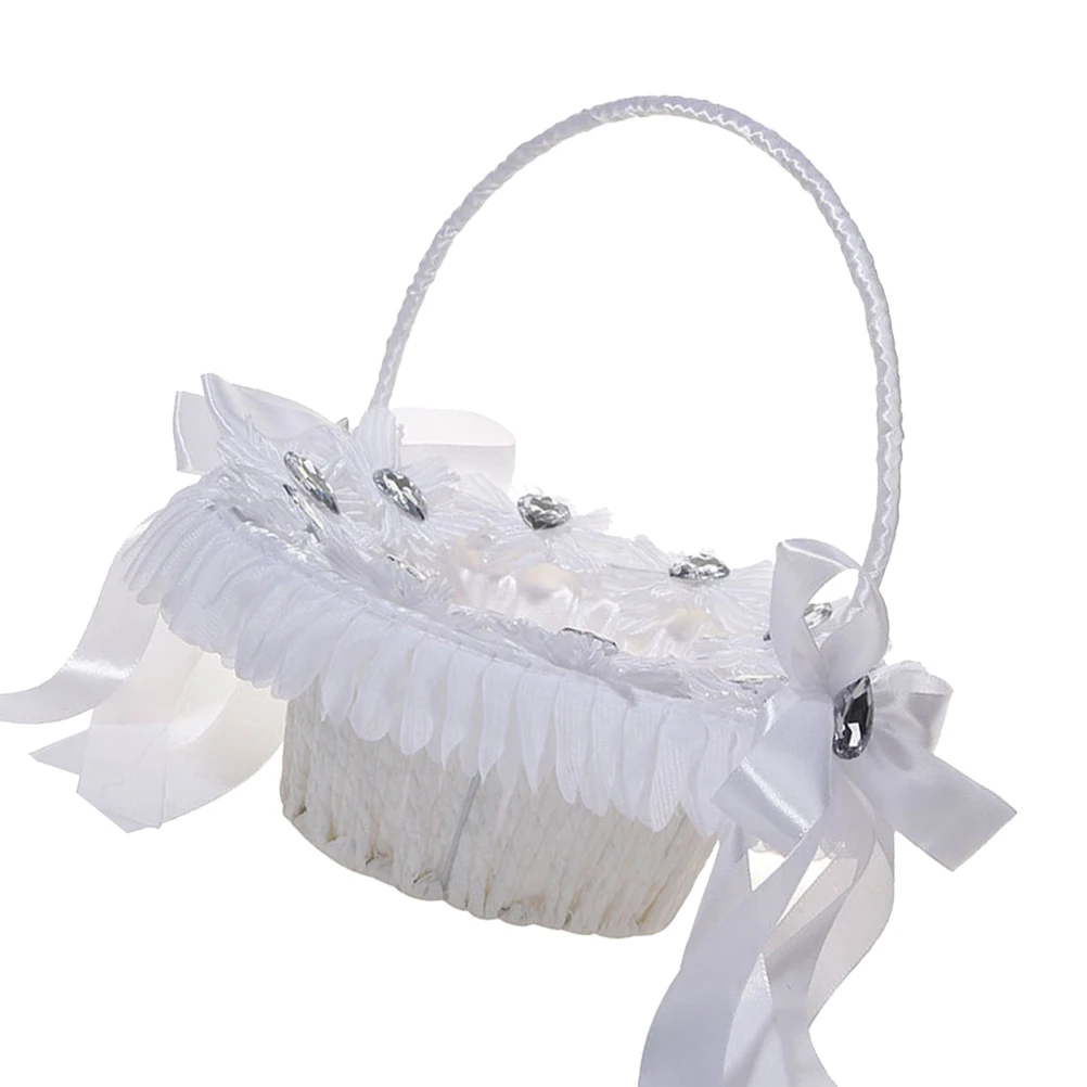 Rhinestone Bow Flower Basket White Pearl Girl Baskets for Wedding Roses Banquet Events Crystal Design Portable Lightweight
Rhinestone Bow Flower Basket White Pearl Girl Baskets for Wedding Roses Banquet Events Crystal Design Portable Lightweight