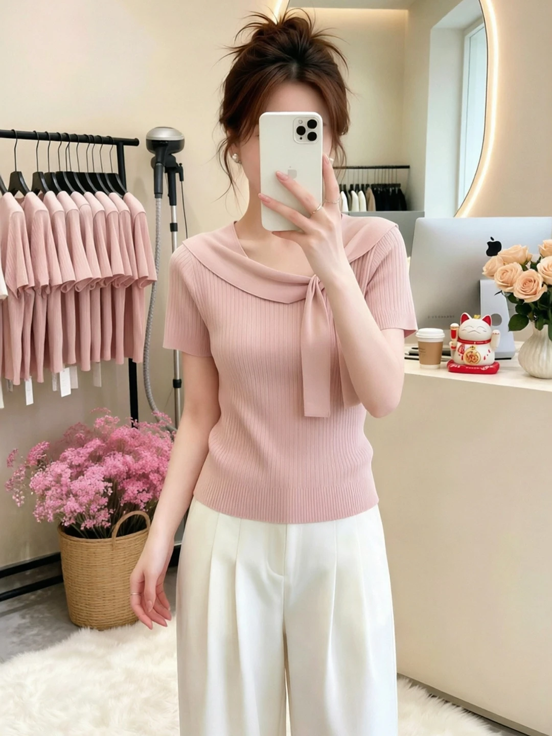 Korean Style Chic Short Sleeve Knitted T-Shirt Women's Summer plus Size Slimming Top Shoulder Width Regular Length Basic Style
Korean Style Chic Short Sleeve Knitted T-Shirt Women's Summer plus Size Slimming Top Shoulder Width Regular Length Basic Style