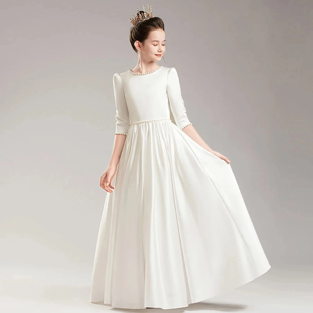 Customized White Flower Girl Dress For Wedding Bowknot Pearls Lace Floor Length Elegant Kids Birthday Party First Communion Gown
Customized White Flower Girl Dress For Wedding Bowknot Pearls Lace Floor Length Elegant Kids Birthday Party First Communion Gown