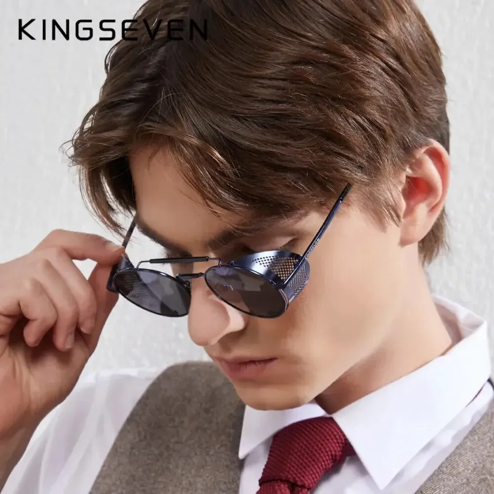 Солнцезащитные очки KINGSEVEN в стиле стимпанк для мужчин и женщин, модные готические брендовые дизайнерские винтажные очки в круглой металлической оправе с поляризационными стеклами
Солнцезащитные очки KINGSEVEN в стиле стимпанк для мужчин и женщин, модные готические брендовые дизайнерские винтажные очки в круглой металлической оправе с поляризационными стеклами