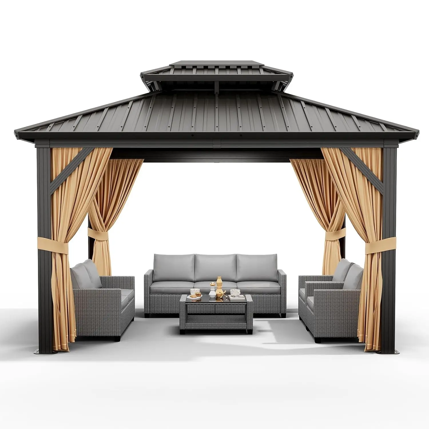 Беседка с жесткой крышей 10x12 футов, с двойной оцинкованной стальной крышей, алюминиевым каркасом, уличный павильон с шторами для уединения, на заказ
Беседка с жесткой крышей 10x12 футов, с двойной оцинкованной стальной крышей, алюминиевым каркасом, уличный павильон с шторами для уединения, на заказ