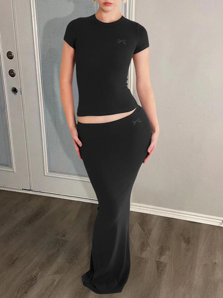 LW Summer Elegant Long Two Piece Skirt Set Women 2025 Casual Crew Neck Short Sleeve Tops Lady Trumpet&Mermaids Skirt Set Female
LW Summer Elegant Long Two Piece Skirt Set Women 2025 Casual Crew Neck Short Sleeve Tops Lady Trumpet&Mermaids Skirt Set Female