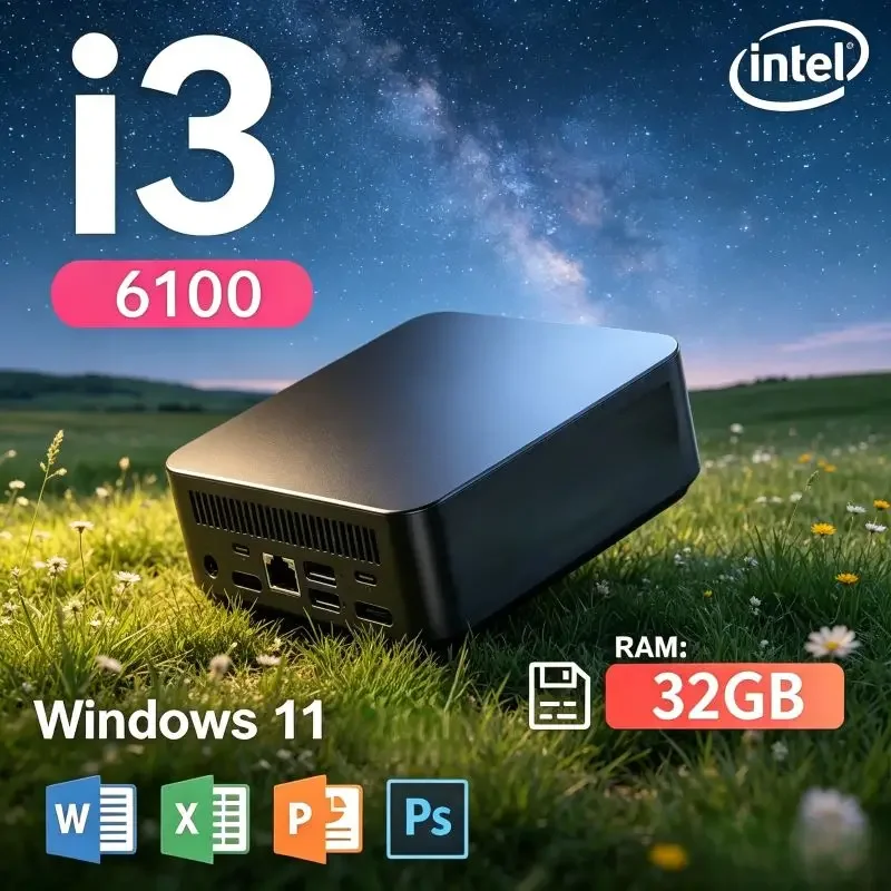 Premium All-round Mini PC, Core I3 6100, 16GB SSD, Win11, Advanced WiFi6 and 4K Function, Great Choice for Home and Business
Premium All-round Mini PC, Core I3 6100, 16GB SSD, Win11, Advanced WiFi6 and 4K Function, Great Choice for Home and Business