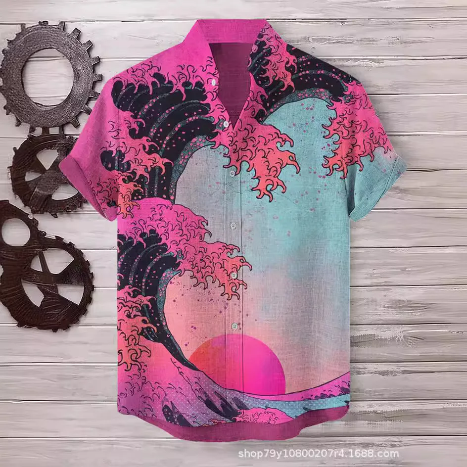 New European and American 3D Digital Printed Loose and Trendy Short Sleeved Lapel Cardigan Shirt
New European and American 3D Digital Printed Loose and Trendy Short Sleeved Lapel Cardigan Shirt