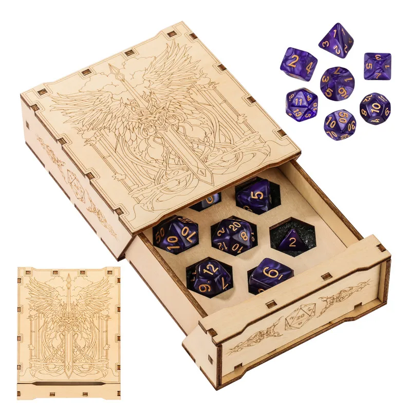 7pcs/set Plastic Polyhedral Dices with Fighter Pattern Nature Wooden Storage Box Table Role Play Game Accessory Display Case
7pcs/set Plastic Polyhedral Dices with Fighter Pattern Nature Wooden Storage Box Table Role Play Game Accessory Display Case