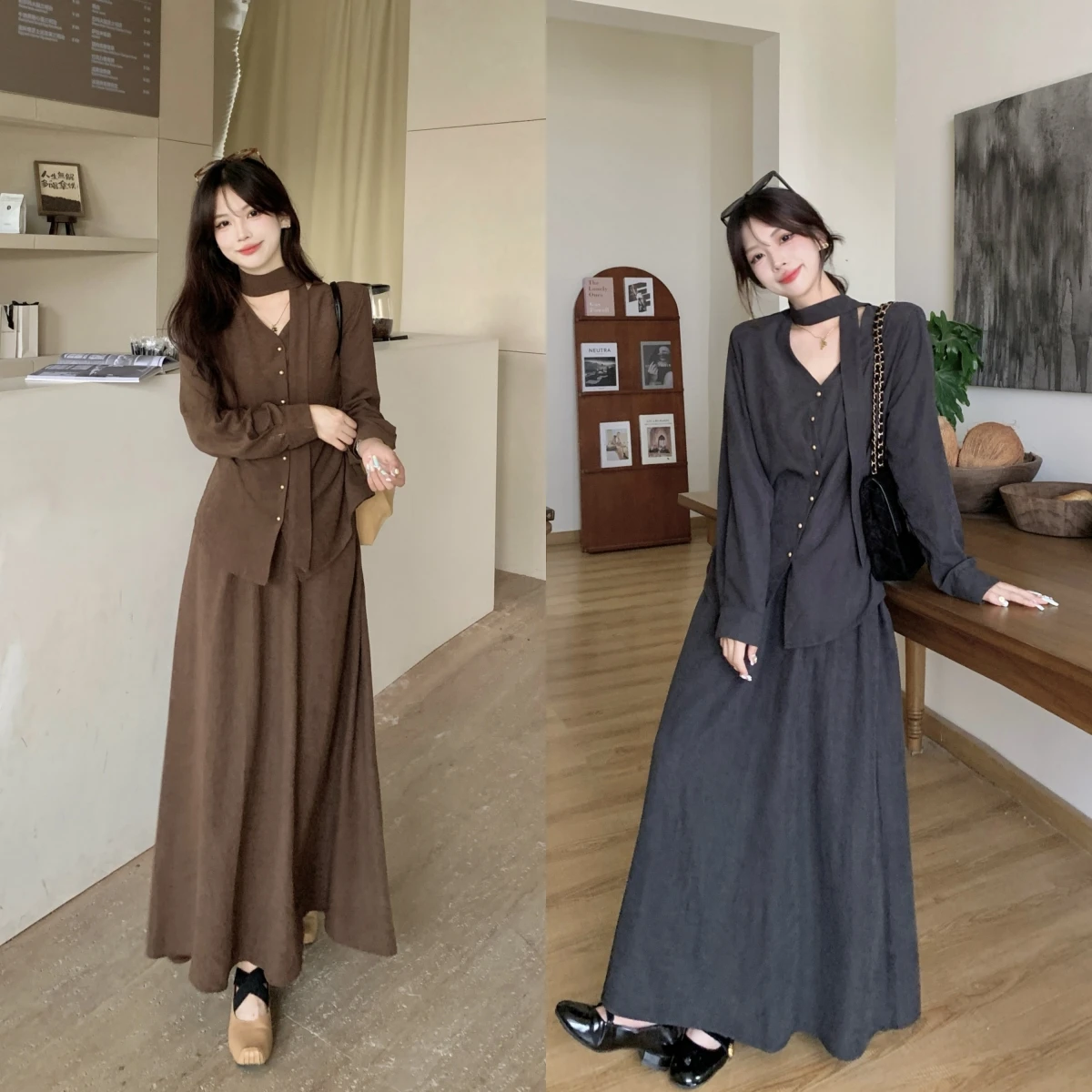 2024, новинка, высококачественная рубашка с длинными рукавами и v-образным вырезом во французском стиле ретро, тонкая юбка с высокой талией, осенний костюм
2024, новинка, высококачественная рубашка с длинными рукавами и v-образным вырезом во французском стиле ретро, тонкая юбка с высокой талией, осенний костюм