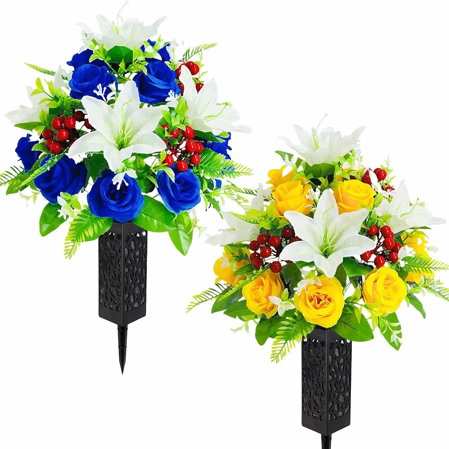 2 Sets Artificial Silk Cemetery Flowers, Memorial Flowers for Gravesite, Blue & Yellow Roses Lily Bouquet, Memorial Day
2 Sets Artificial Silk Cemetery Flowers, Memorial Flowers for Gravesite, Blue & Yellow Roses Lily Bouquet, Memorial Day