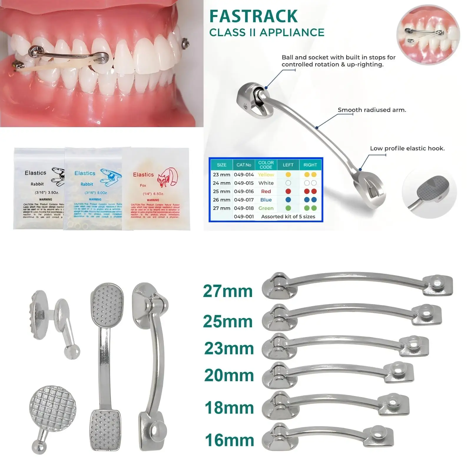 Carriere Motion Class II Appliances Distalizer For Molar Teeth Dental Orthodontics Treatment Size 16, 18, 20, 23, 25, 27mm
Carriere Motion Class II Appliances Distalizer For Molar Teeth Dental Orthodontics Treatment Size 16, 18, 20, 23, 25, 27mm