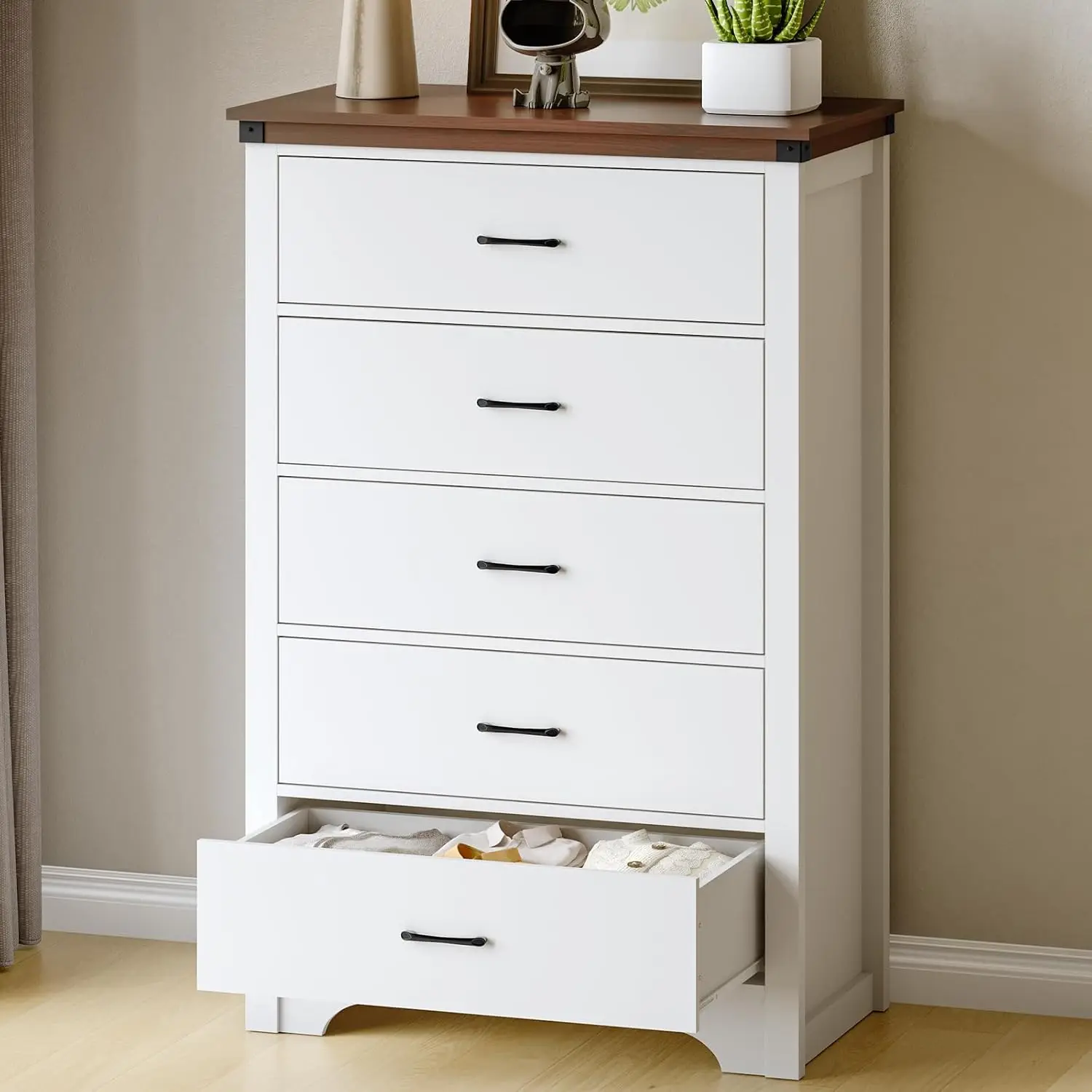 Farmhouse 5 Drawer Dresser for Bedroom, 47" Tall Chest of Drawers, Wood White Dresser with Deep Drawers, Storage Dressers
Farmhouse 5 Drawer Dresser for Bedroom, 47" Tall Chest of Drawers, Wood White Dresser with Deep Drawers, Storage Dressers