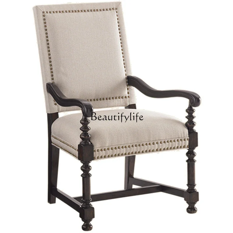 *Pure American Retro Solid Wood Cotton Linen Fabric Dining Chair Villa with Armrest Eating Chair
*Pure American Retro Solid Wood Cotton Linen Fabric Dining Chair Villa with Armrest Eating Chair