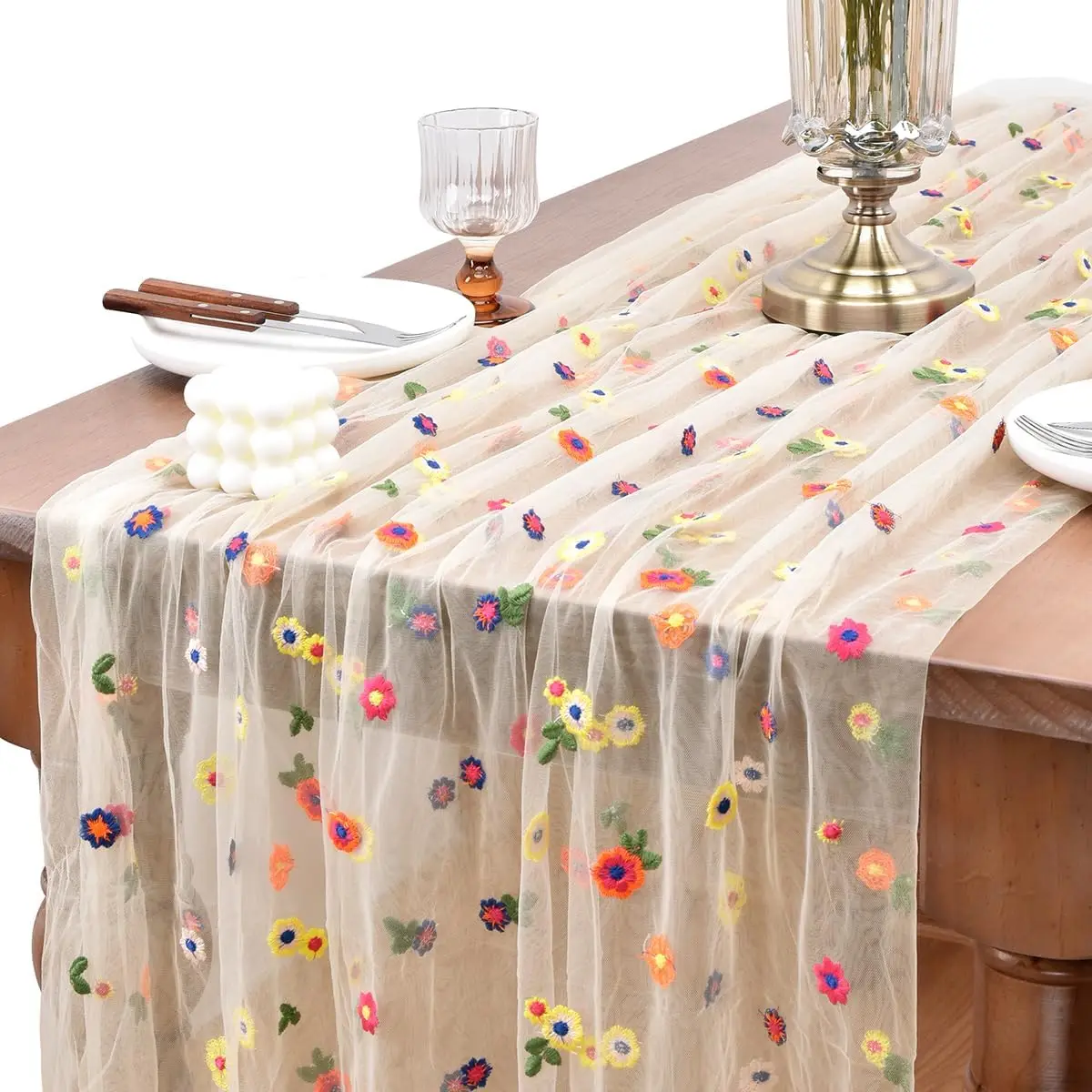 Elegant Daisy Embroidered Table Runner 10ft Spring Summer Floral Tulle for Kitchen Dining Party Decor
Elegant Daisy Embroidered Table Runner 10ft Spring Summer Floral Tulle for Kitchen Dining Party Decor