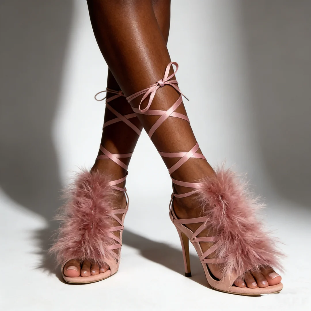 Women's Pink Satin Lace-Up Heels Sandals Fashion Feather Trim Open Toe Stiletto Heel Platform Sandals Catwalk Party Summer Shoes
Women's Pink Satin Lace-Up Heels Sandals Fashion Feather Trim Open Toe Stiletto Heel Platform Sandals Catwalk Party Summer Shoes