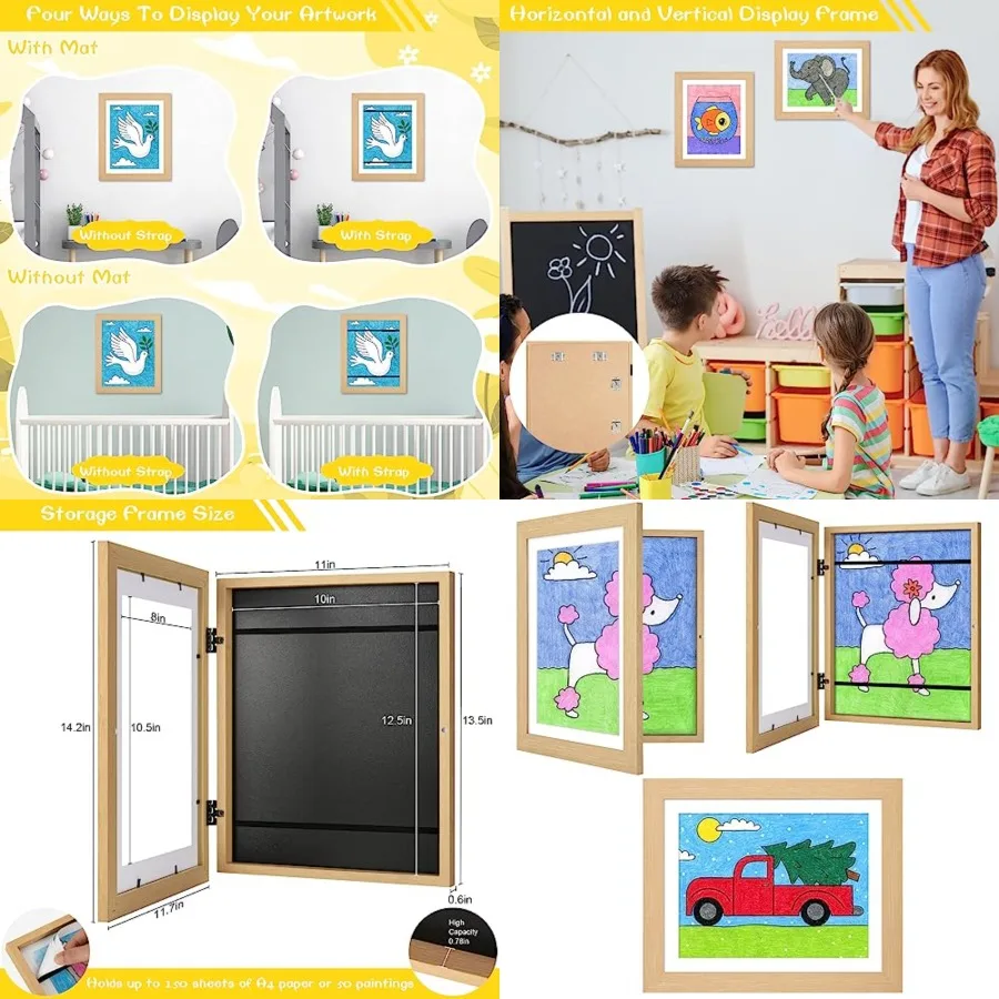 3Pack Kids Art Frames Natural Woodgrain, 10x12.5 Child Artwork Frame Without Mat Changeable Front Opening, 8.5x11 Frame With Mat, Children Storage Frame Holds Crafts, Drawing, Art Project, Schoolwork
3Pack Kids Art Frames Natural Woodgrain, 10x12.5 Child Artwork Frame Without Mat Changeable Front Opening, 8.5x11 Frame With Mat, Children Storage Frame Holds Crafts, Drawing, Art Project, Schoolwork
