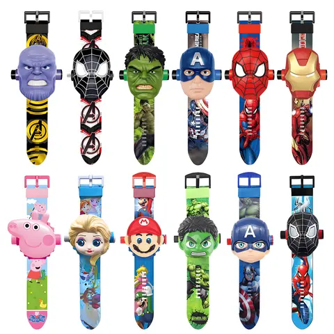 Children's Toy Watch Spiderman Iron Man Frozen Mcqueen Anime Figure Cartoon Projection Electronic Watch Boy Girl Toys Gift