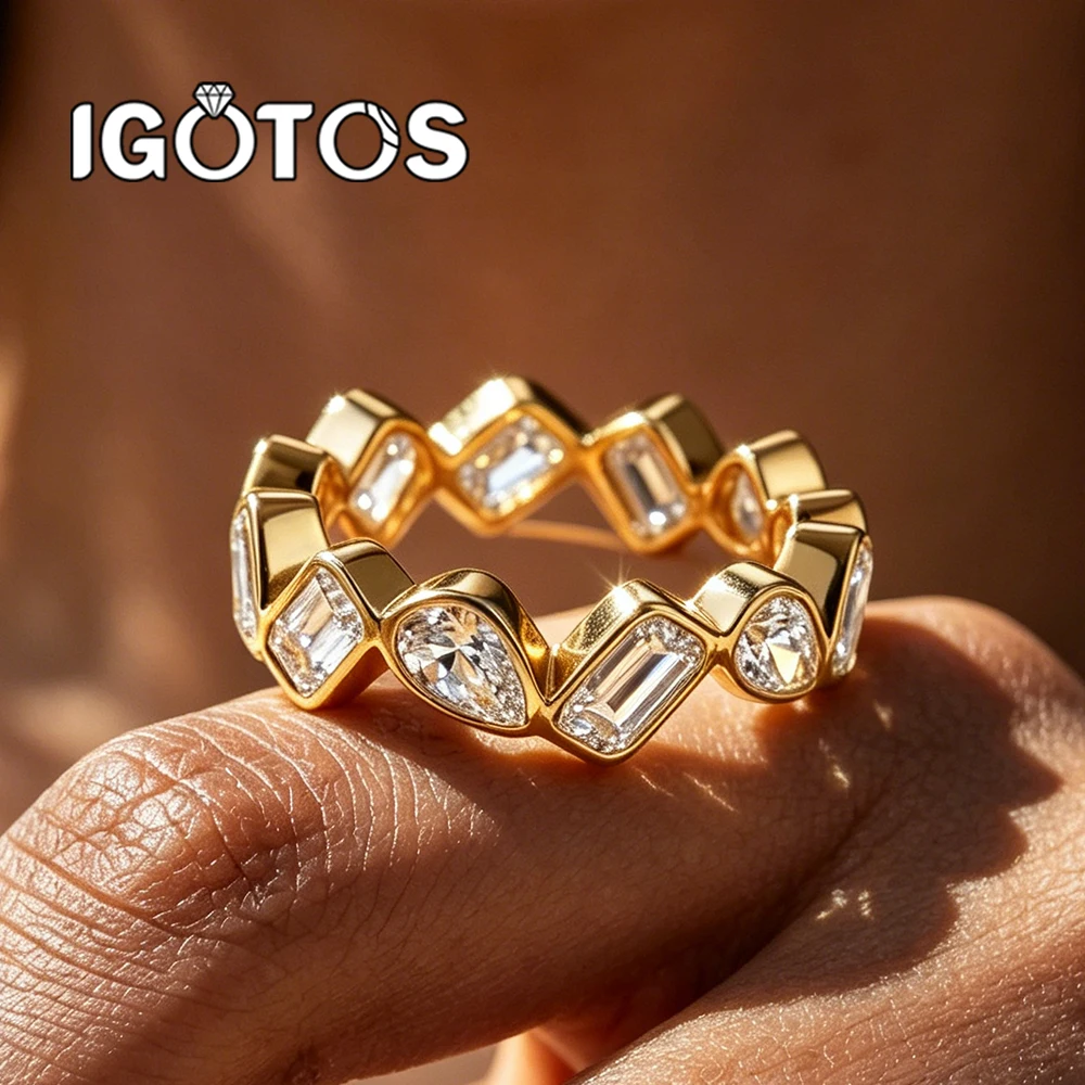 18K Gold Plated Mixed Cut Moissanite Eternity Band S925 Silver Bezel Set Diamond Rings For Women Wedding Engagement Band Jewelry
18K Gold Plated Mixed Cut Moissanite Eternity Band S925 Silver Bezel Set Diamond Rings For Women Wedding Engagement Band Jewelry