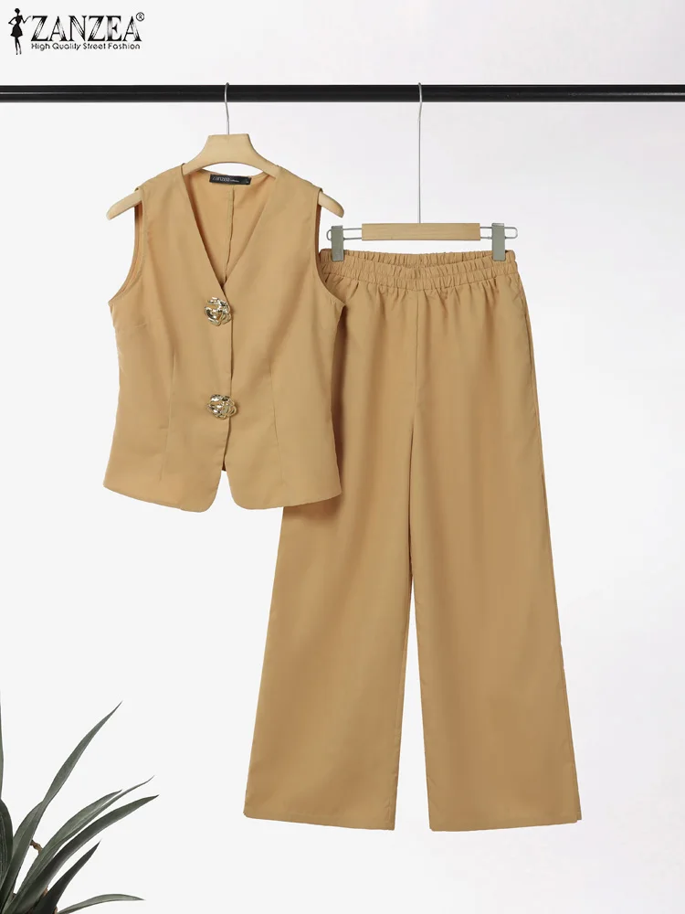 ZANZEA Summer Trousers Suit 2025 Women Matching Sets Solid Work OL Outfits Fashion V Neck Sleeveless Tanks Tops 2PCS Tracksuits
ZANZEA Summer Trousers Suit 2025 Women Matching Sets Solid Work OL Outfits Fashion V Neck Sleeveless Tanks Tops 2PCS Tracksuits