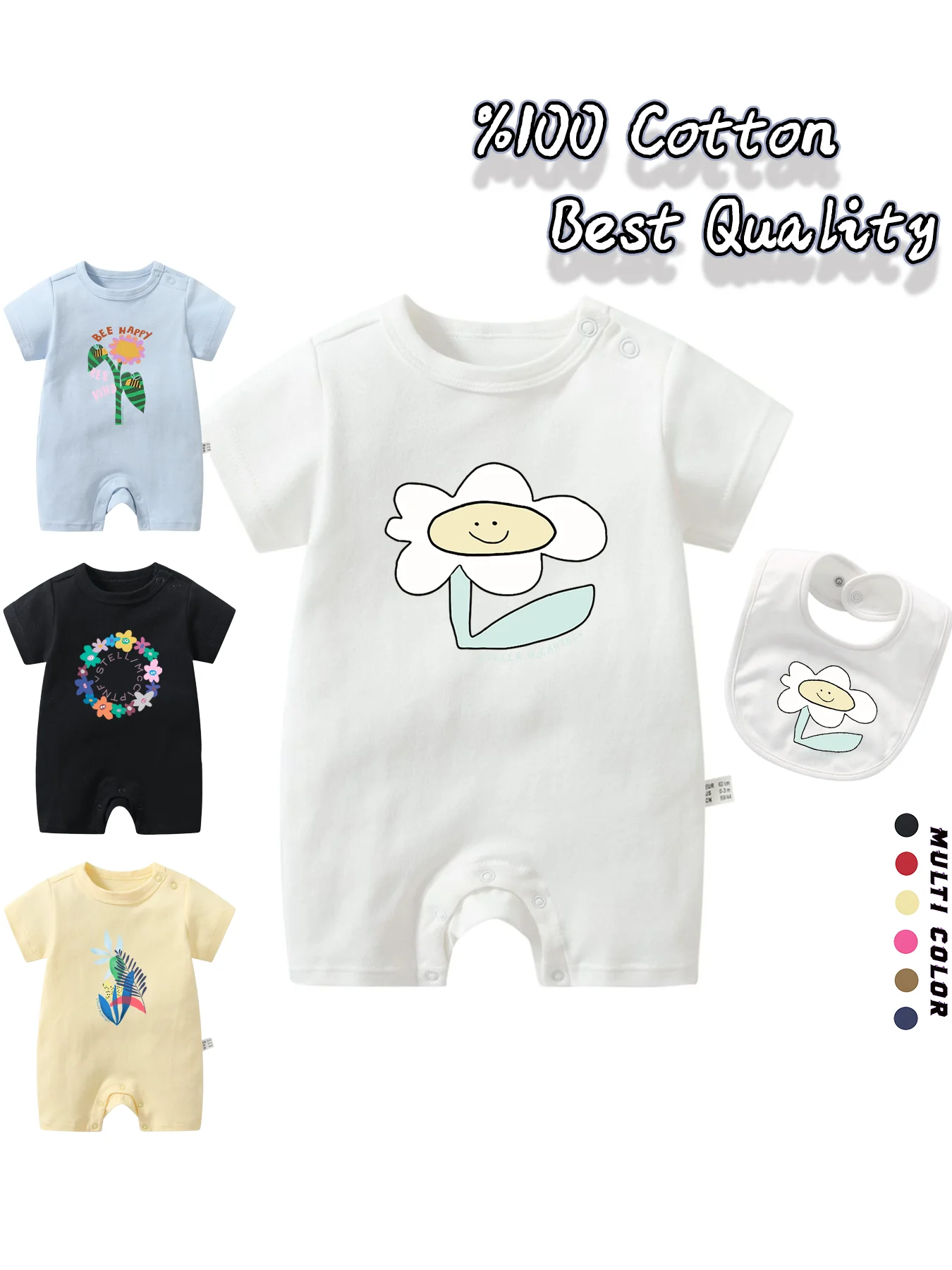 Cute Sunflower Toddler Girls Rompers Newborns Summer Clothes 2025 Hot Sale New Short sleeve Bib scarf Set Cotton Baby Jumpsuit
Cute Sunflower Toddler Girls Rompers Newborns Summer Clothes 2025 Hot Sale New Short sleeve Bib scarf Set Cotton Baby Jumpsuit