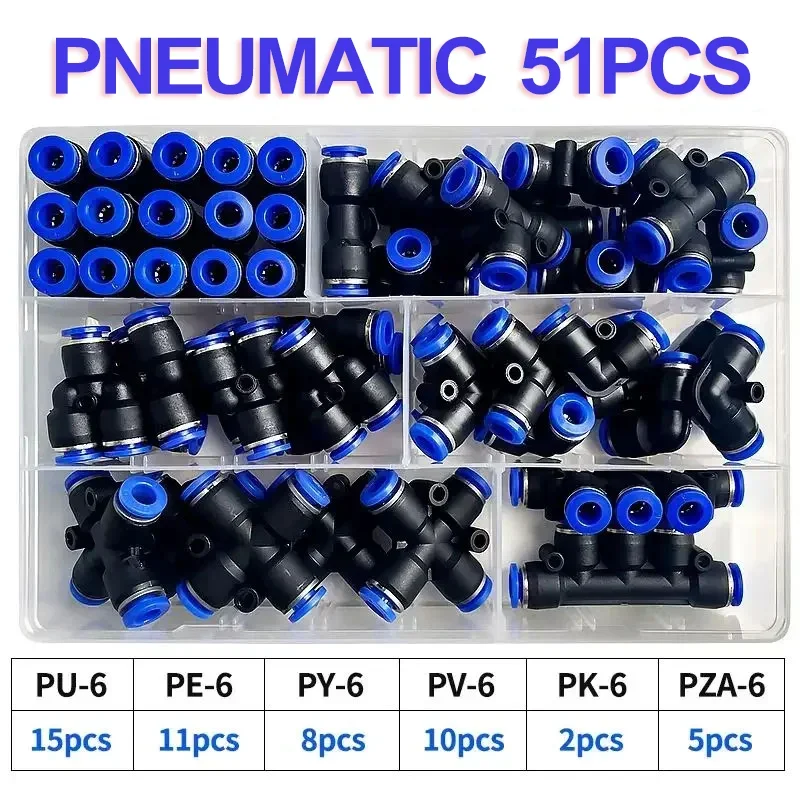 51 Pcs Pneumatic Connectors Boxed PU-6/PE-6/PZA-6/PY-6/PV-6/PG-6/PK-6 Kit 6mm Outer Diameter of The Hose Pipe Tube Air
51 Pcs Pneumatic Connectors Boxed PU-6/PE-6/PZA-6/PY-6/PV-6/PG-6/PK-6 Kit 6mm Outer Diameter of The Hose Pipe Tube Air