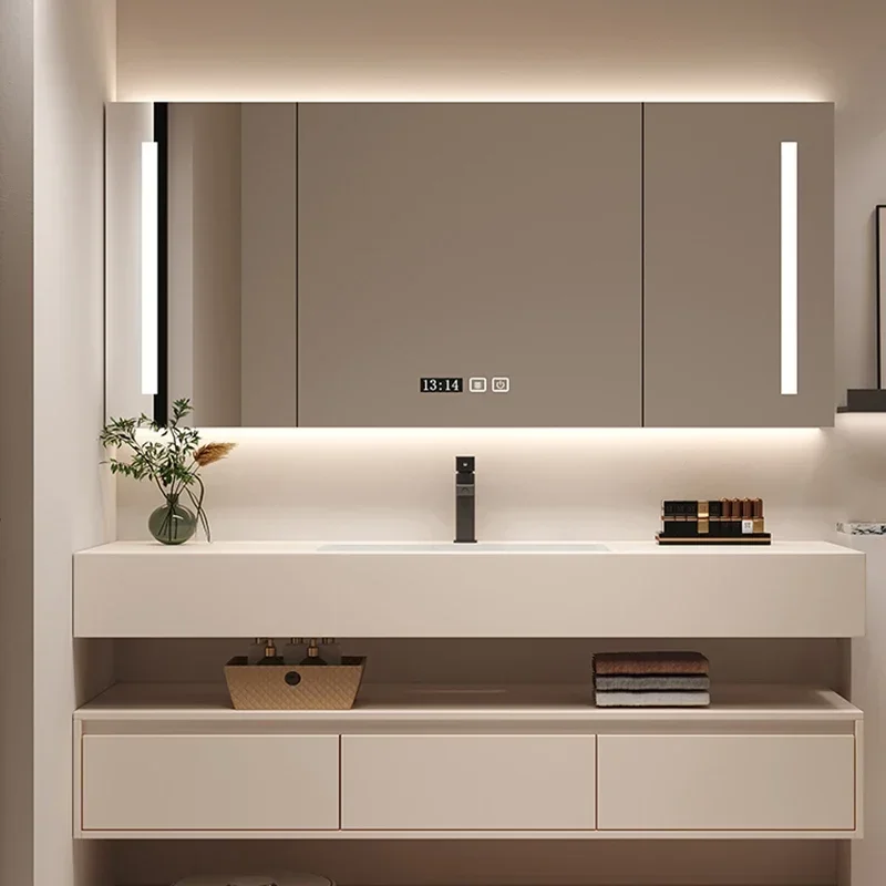 Nordic Cream Style Rock Plate Bathroom Cabinets Wall-mounted Storage Smart Mirror Cabinets with Lamp Furniture Arredo Bagno FYBC
Nordic Cream Style Rock Plate Bathroom Cabinets Wall-mounted Storage Smart Mirror Cabinets with Lamp Furniture Arredo Bagno FYBC