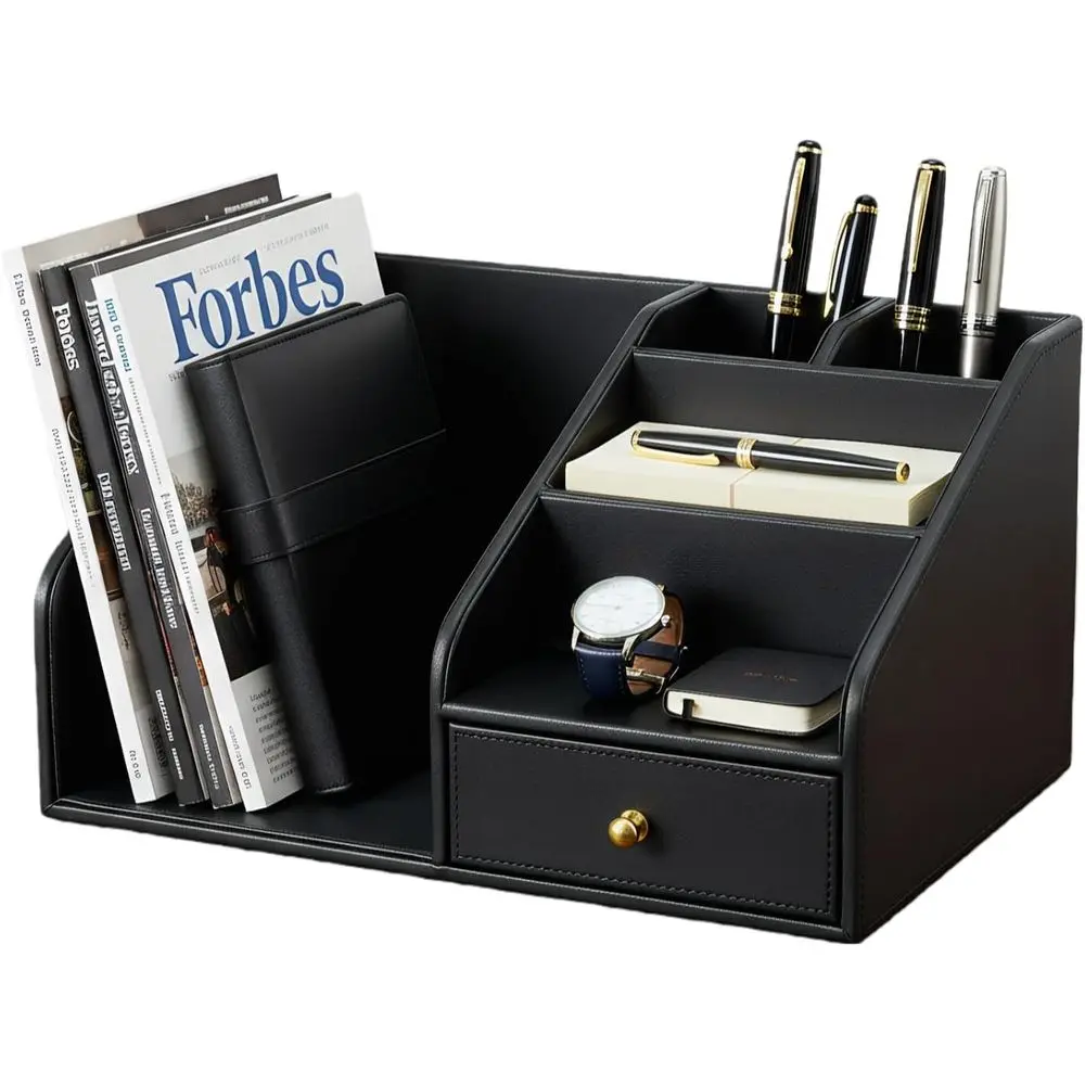 Black Multi-Function 6-Component PU Leather Desk Organizer with Pen/Pencil Holder and Mail/Book Organizer
Black Multi-Function 6-Component PU Leather Desk Organizer with Pen/Pencil Holder and Mail/Book Organizer