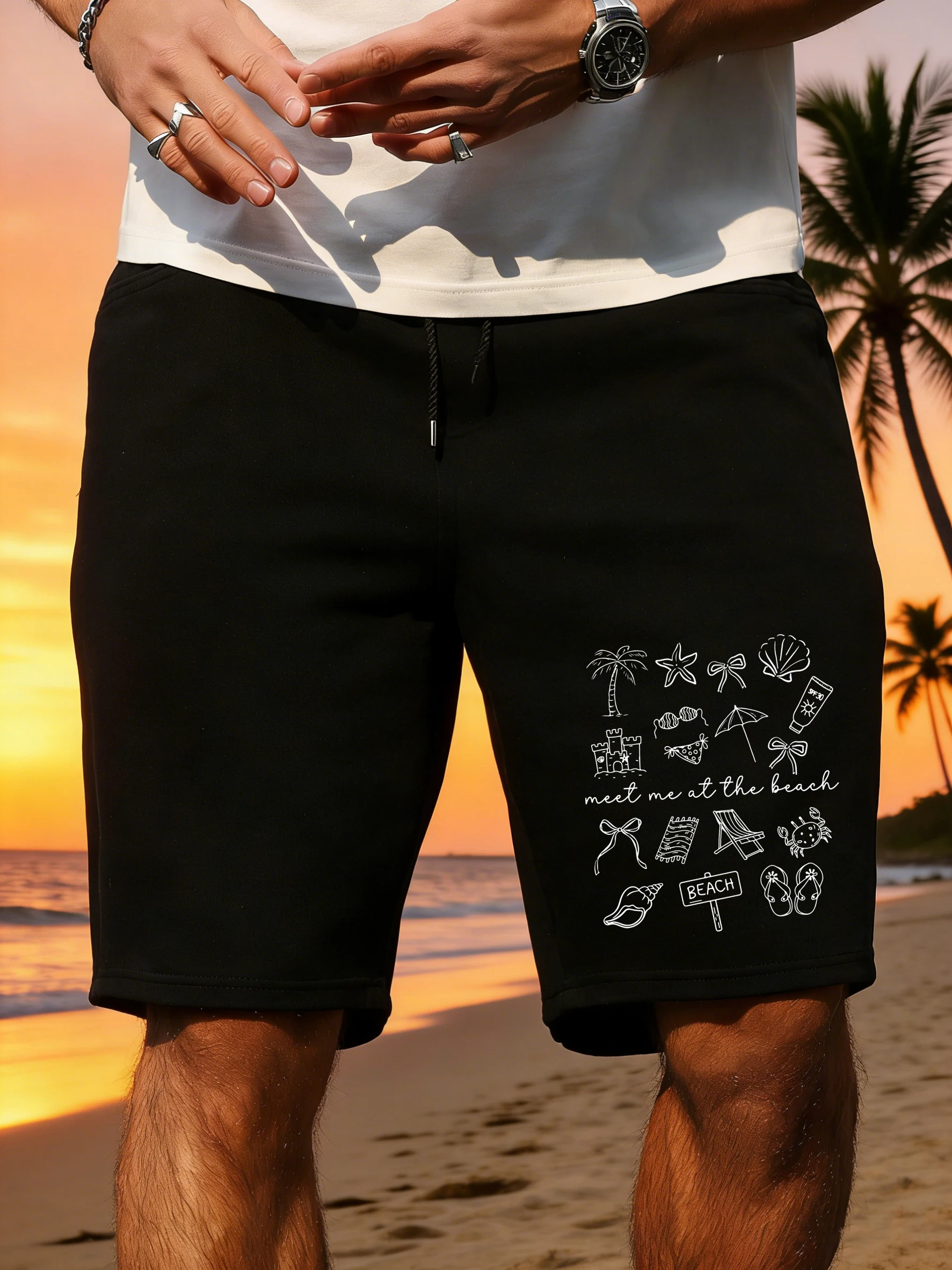 Meet Me At The Beach Print Men'S Shorts Loose Pocket Gym Wide Leg Clothing Summer Running Pants Drawstring Casual Sportswear
Meet Me At The Beach Print Men'S Shorts Loose Pocket Gym Wide Leg Clothing Summer Running Pants Drawstring Casual Sportswear