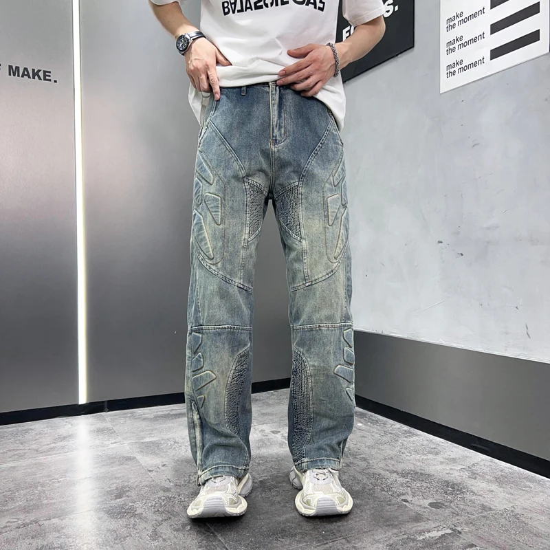 Street shooting loose printed straight pattern high-end men's jeans fashion retro blue wide-leg hollow zipper casual jeans
Street shooting loose printed straight pattern high-end men's jeans fashion retro blue wide-leg hollow zipper casual jeans