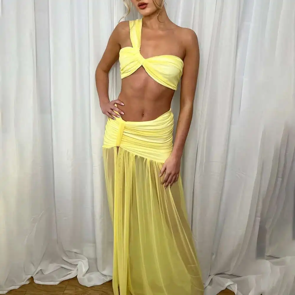 Ins Summer New Hot-selling Women's Two-piece Set Sexy Bikini Top with Mesh Bodycon Skirt 
Ins Summer New Hot-selling Women's Two-piece Set Sexy Bikini Top with Mesh Bodycon Skirt