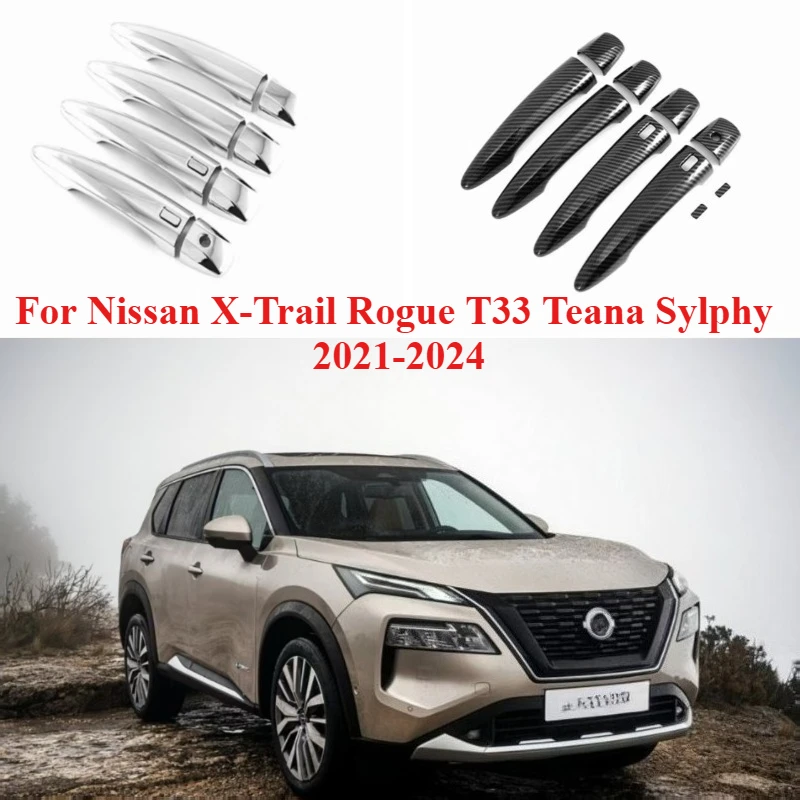 4 шт. для Nissan X-Trail Rogue T33 Teana Sylphy 2021-2024, хромированные наклейки на дверную ручку автомобиля из углеродного волокна, аксессуары для стайлинга
4 шт. для Nissan X-Trail Rogue T33 Teana Sylphy 2021-2024, хромированные наклейки на дверную ручку автомобиля из углеродного волокна, аксессуары для стайлинга