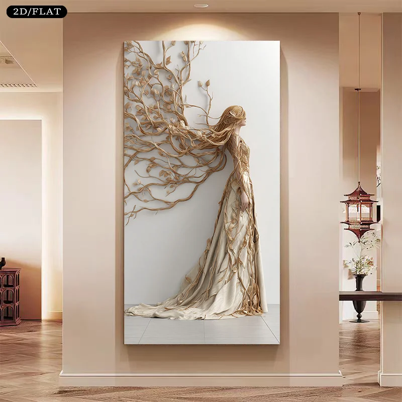 2D/Flat Large Abstract Beige Golden Leaf & Vine Woman Canvas Wall Art, Frameless Modern Elegant Artworks for Living Room Decor
2D/Flat Large Abstract Beige Golden Leaf & Vine Woman Canvas Wall Art, Frameless Modern Elegant Artworks for Living Room Decor