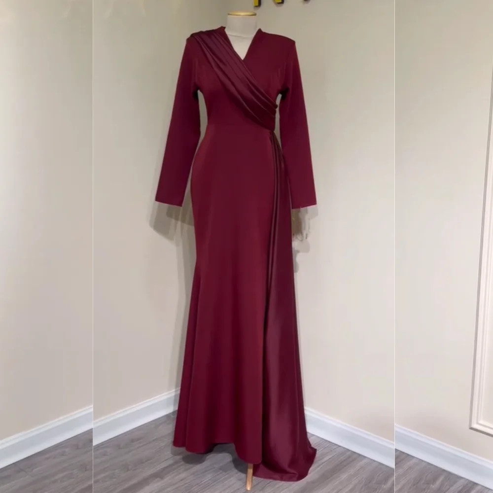 Customized Jersey Pleat A-line V-neck Long Dresses Bespoke Occasion Evening Exquisite Simple High Quality
Customized Jersey Pleat A-line V-neck Long Dresses Bespoke Occasion Evening Exquisite Simple High Quality