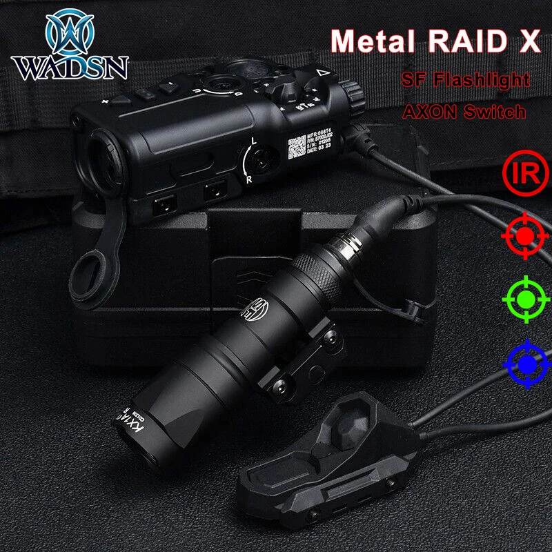 WADSN Metal RAID X SF Surefir M600 Hunting Flashlight Strobe Red Green Blue IR Laser AXON Dual Switch Airsoft Weapon Accessories
WADSN Metal RAID X SF Surefir M600 Hunting Flashlight Strobe Red Green Blue IR Laser AXON Dual Switch Airsoft Weapon Accessories