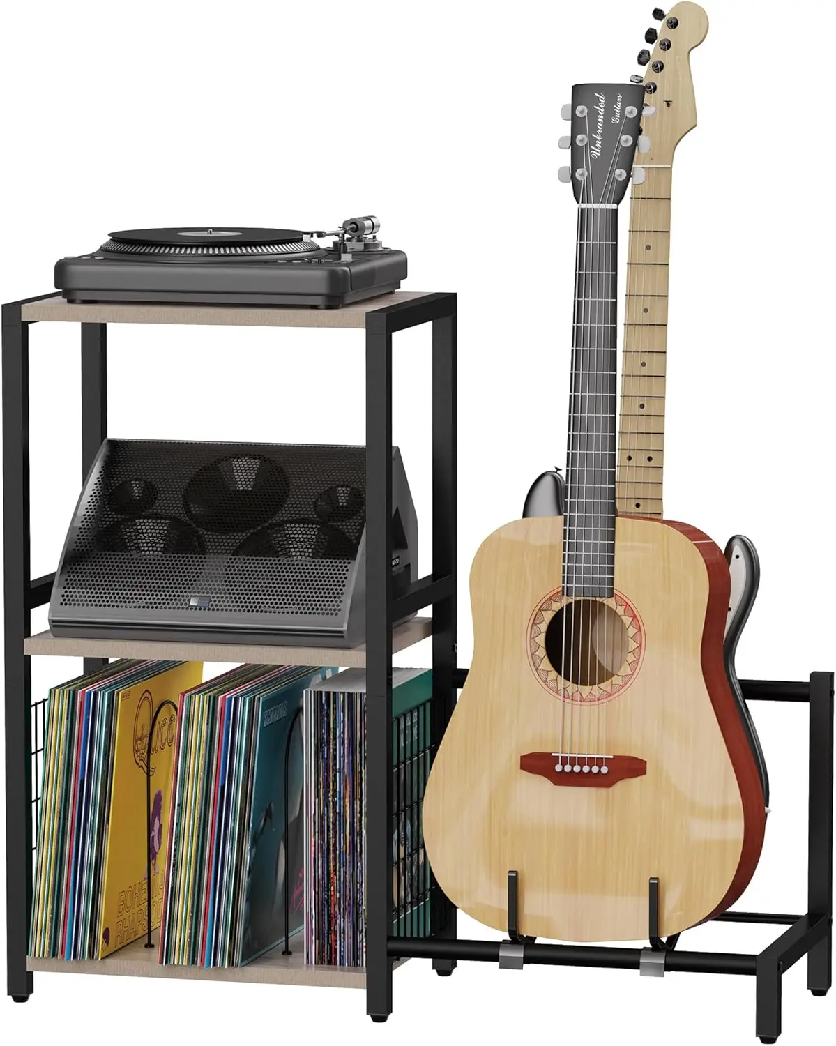 2-Tier End Table with Guitar Stand, Record Player Stand, Vinyl Storage, Turntable Stand for Music Studio, Grey
2-Tier End Table with Guitar Stand, Record Player Stand, Vinyl Storage, Turntable Stand for Music Studio, Grey