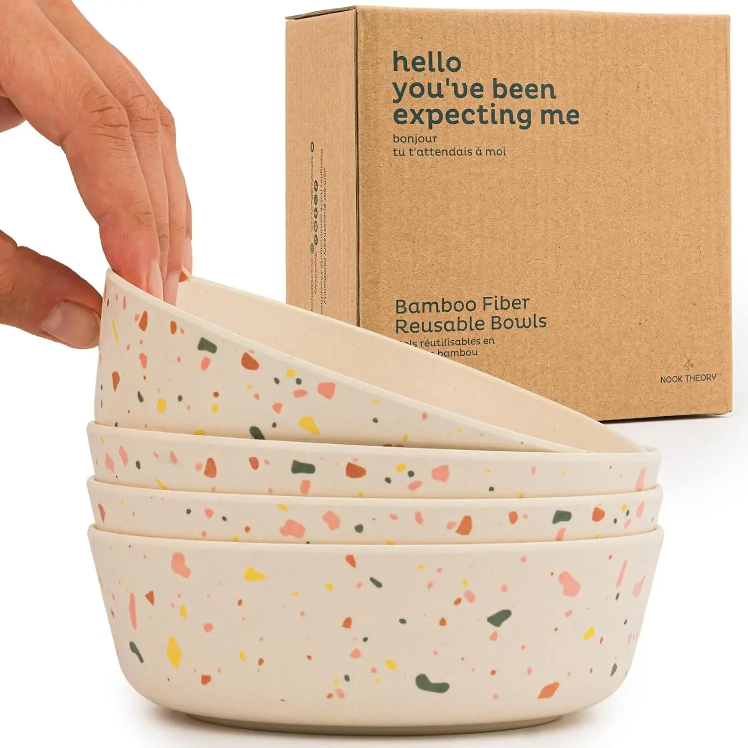 Nook Theory 4 Pack Bamboo Bowls - 18 Oz Reusable Toddler and Kids Bowl, Dishwasher Safe - Not Microwavable Bamboo Dishes (Celebration)
Nook Theory 4 Pack Bamboo Bowls - 18 Oz Reusable Toddler and Kids Bowl, Dishwasher Safe - Not Microwavable Bamboo Dishes (Celebration)