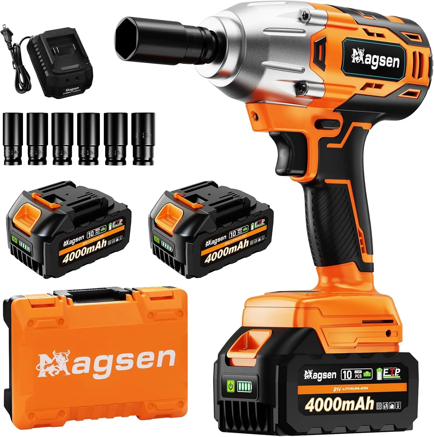 Cordless Impact Wrench 950N.m 1/2" High Torque Electric Impact Driver with 21V 2x4.0Ah Battery, 6 Sockets & Case for Car Tire Lug Nut Removal
Cordless Impact Wrench 950N.m 1/2" High Torque Electric Impact Driver with 21V 2x4.0Ah Battery, 6 Sockets & Case for Car Tire Lug Nut Removal