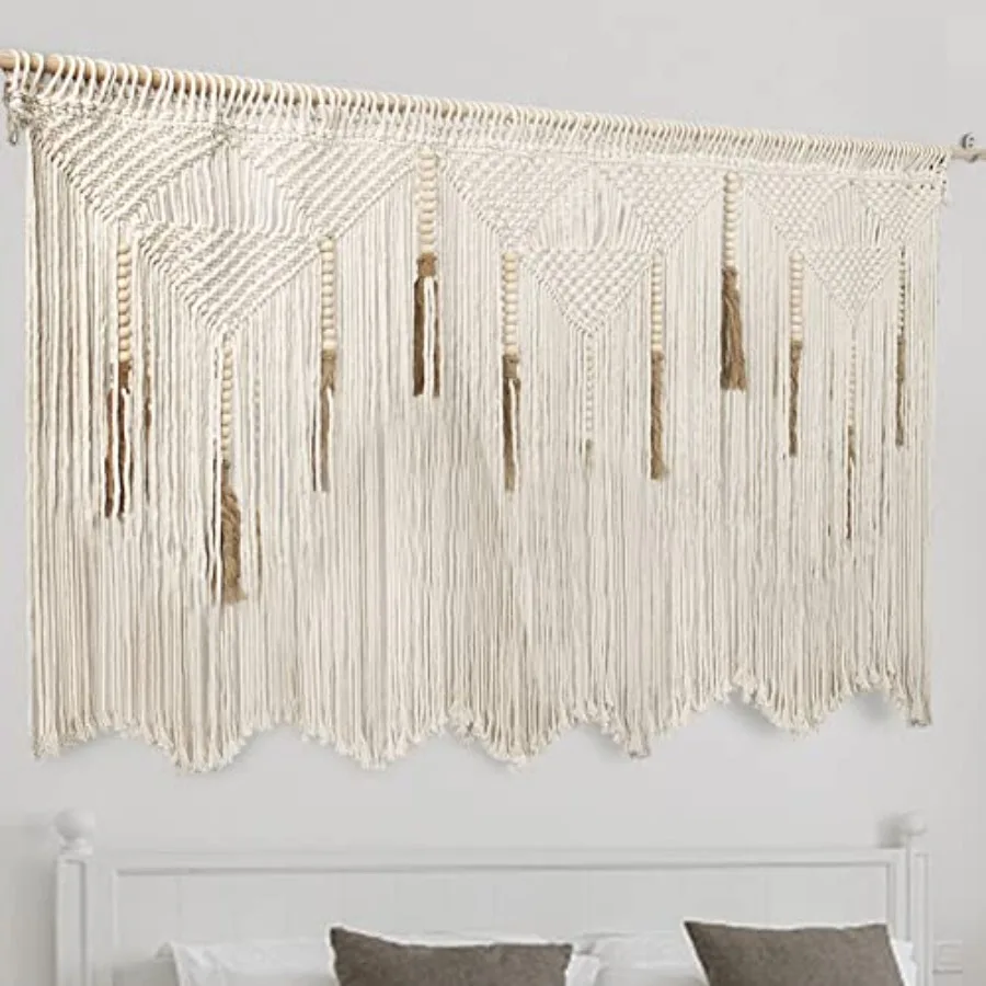 Extra Large Macrame Wall Hanging 70.8" × 39" Boho Tapestry Woven Decor- Cotton Tassel Curtain Beige Chic Bohemian Wall Art for
Extra Large Macrame Wall Hanging 70.8" × 39" Boho Tapestry Woven Decor- Cotton Tassel Curtain Beige Chic Bohemian Wall Art for