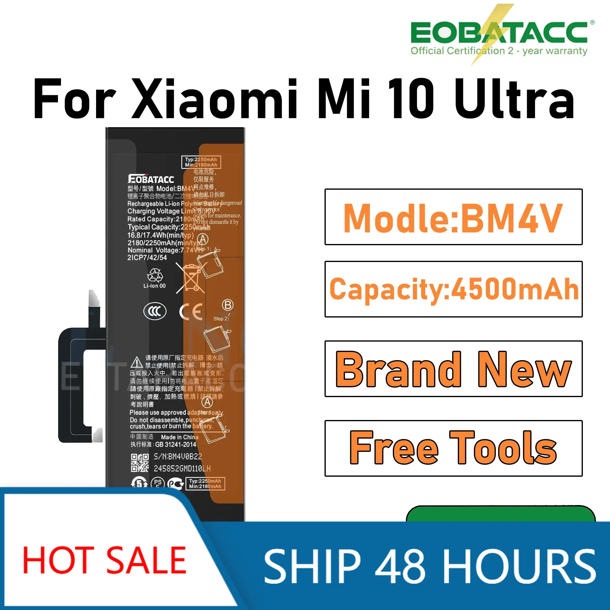 2025 Years EOBATACC 100% New BM4V Battery For Xiaomi Mi 10 Ultra Batteries+Free Tools
2025 Years EOBATACC 100% New BM4V Battery For Xiaomi Mi 10 Ultra Batteries+Free Tools