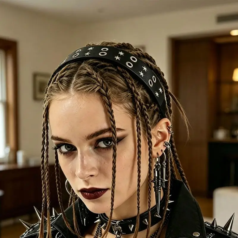 39BB Stylish Punk Rock Head Accessory PU Leather Craftsmanship Fashion Head Ornament Costume Headband Role Play Headpiece
39BB Stylish Punk Rock Head Accessory PU Leather Craftsmanship Fashion Head Ornament Costume Headband Role Play Headpiece
