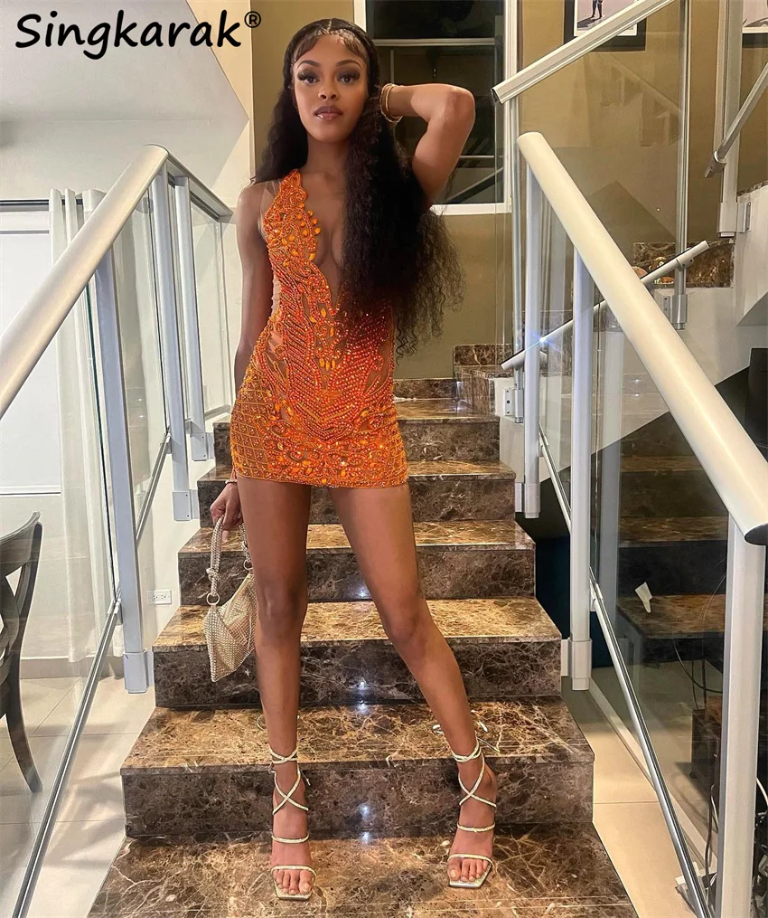 Sexy Orange Short Prom Dress Beads Crystals Birthday Party Gown Cocktail Senior Homecoming Dresses 2025 Customized
Sexy Orange Short Prom Dress Beads Crystals Birthday Party Gown Cocktail Senior Homecoming Dresses 2025 Customized
